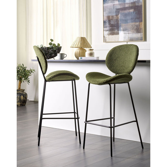 Beliani - LUANA - Barkruk set van 2 - Donkergroen - Bouclé