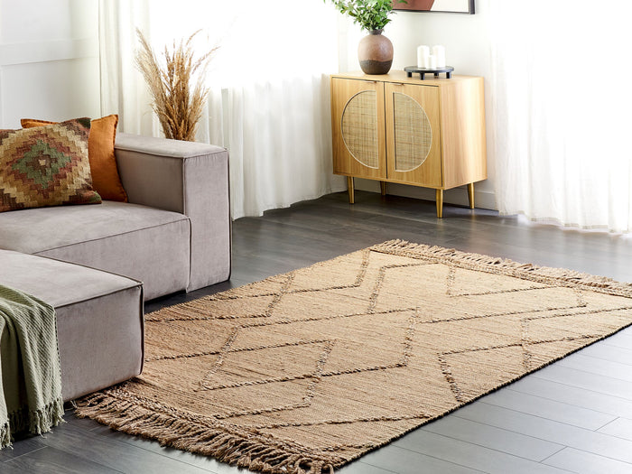 Beliani - HANDERE - Vloerkleed - Beige - 160 x 230 cm - Jute