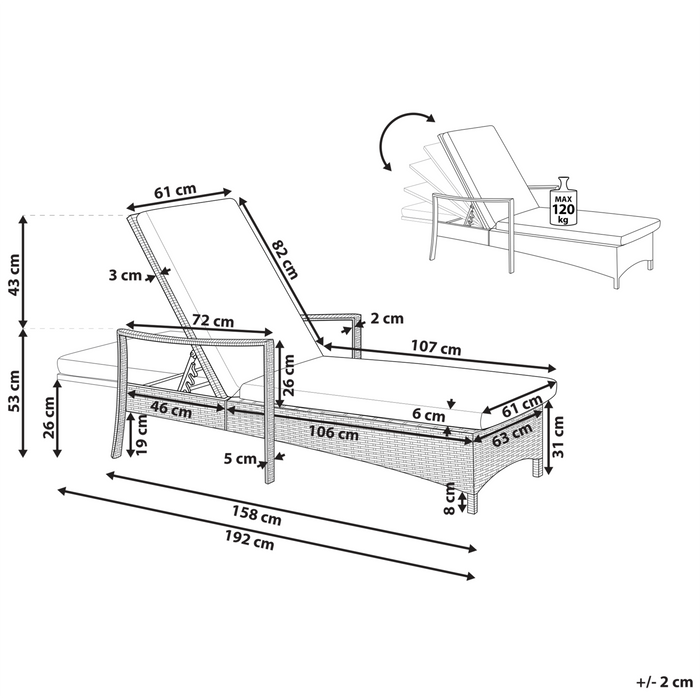 Beliani - VASTO - Strandstoel - Wit - PE rotan