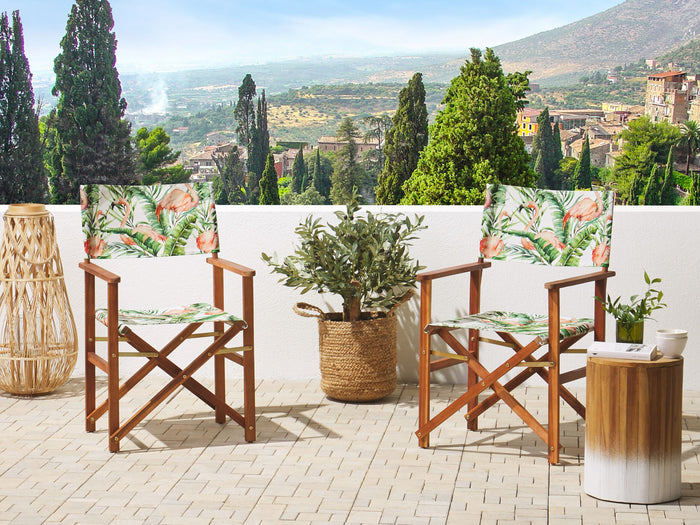 Beliani - CINE - Ligstoel doek set van 2 - Groen Flamingo - Polyester