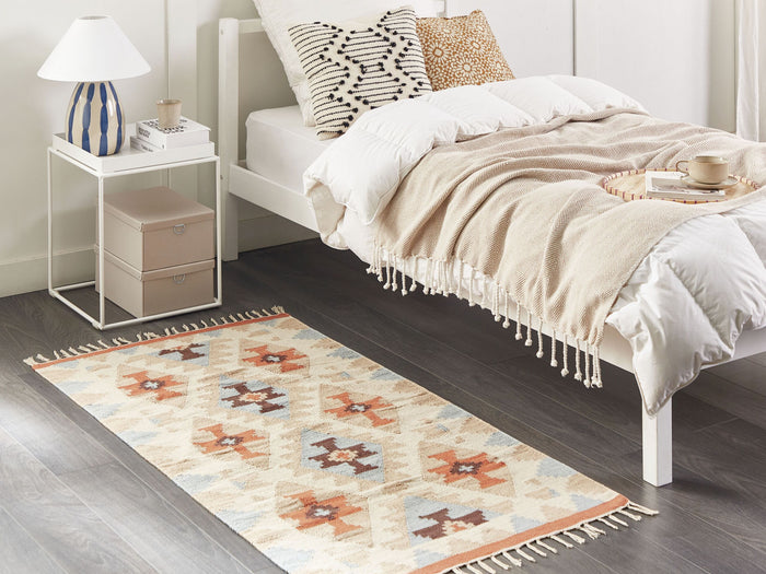 Beliani-DILIJAN-Kelim vloerkleed-Meerkleurig-80 x 150 cm-Katoen