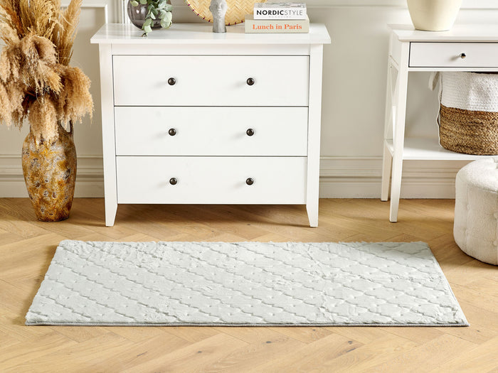 Beliani-GHARO-Hoogpolig vloerkleed-Lichtgrijs-80 x 150 cm-Polyester