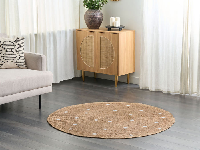 Beliani - KHARRA - Laagpolig vloerkleed - Beige - 140 cm - Jute