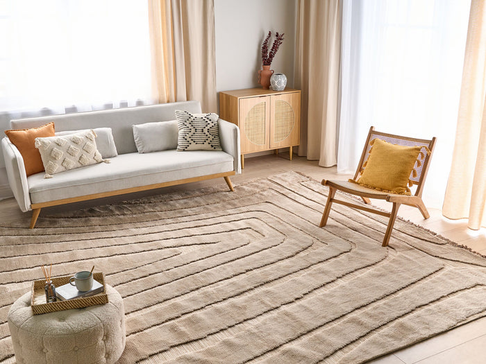 Beliani - SAZOO - Vloerkleed - Beige - 300 x 400 cm - Polyester