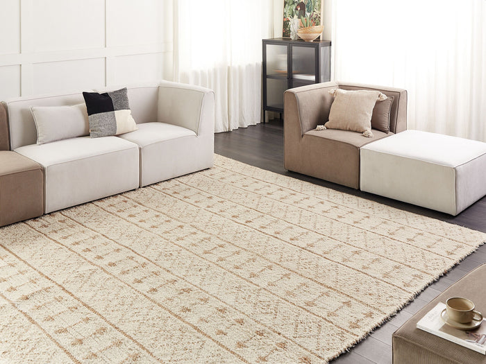 Beliani - SANAO - Vloerkleed - Beige - 300 x 400 cm - Katoen