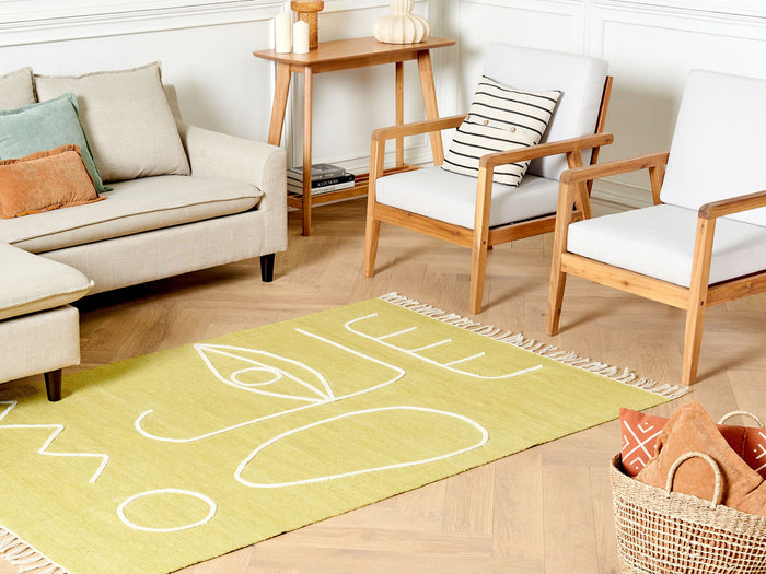 Beliani - YAVU - Vloerkleed - Geel - 140 x 200 cm - Polyester