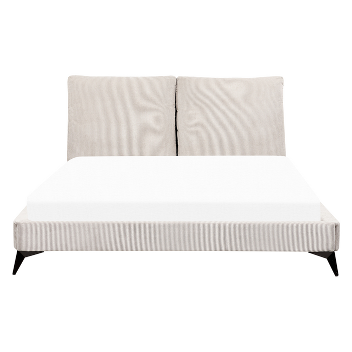 Beliani-MELLE -Tweepersoonsbed-Lichtbeige-160 x 200 cm-Corduroy