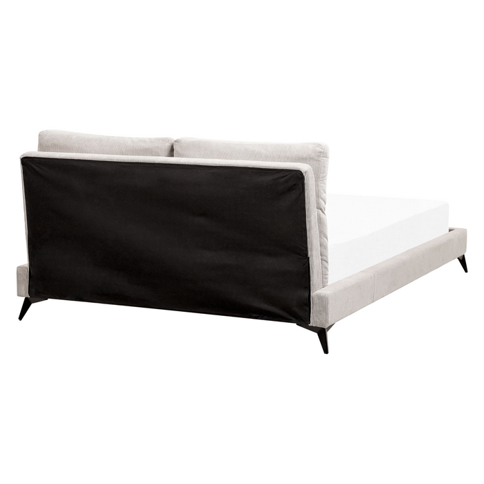 Beliani-MELLE -Tweepersoonsbed-Lichtbeige-160 x 200 cm-Corduroy