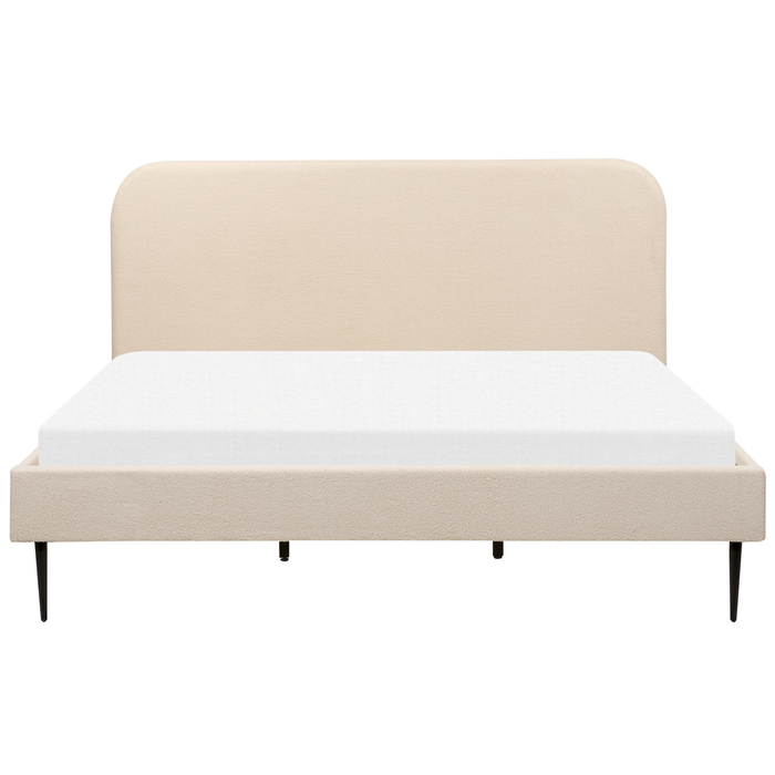 Beliani-FLAYAT -Tweepersoonsbed-Lichtbeige-180 x 200 cm-Bouclé