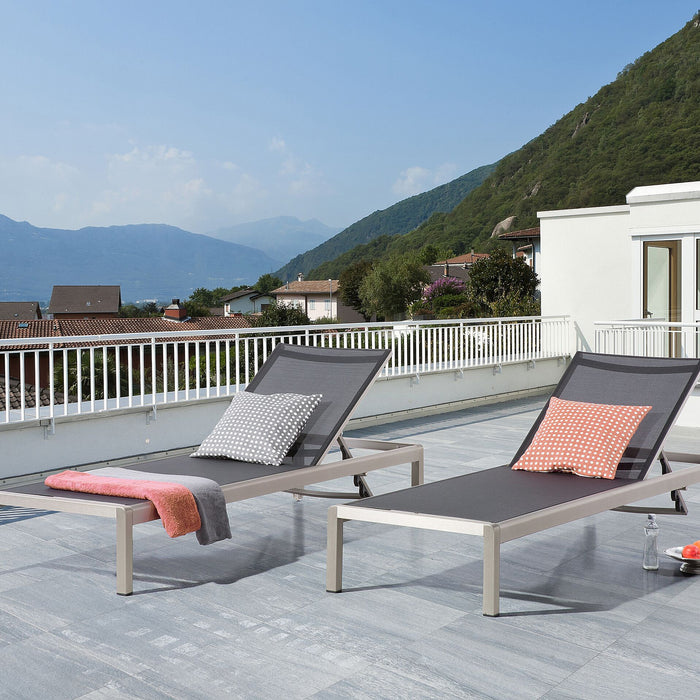 Beliani - FOSSATO - Strandstoel - Zwart - Aluminium