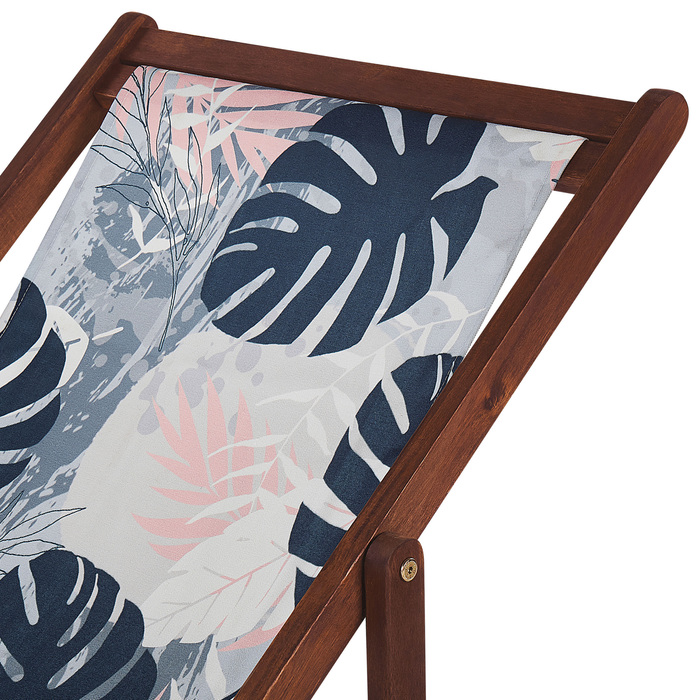 Beliani-ANZIO|AVELLINO-Ligstoel doek set van 2-Blauw Palmblad-Polyester