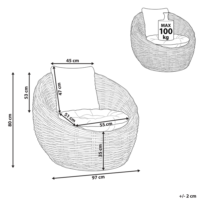 Beliani - LERICI - Tuinstoel - Natuurlijk - Rotan
