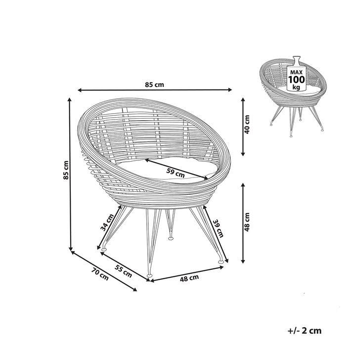 Beliani - MARATEA - Tuinstoel - Lichtbeige - Rotan