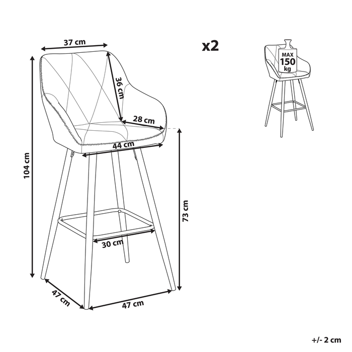 Beliani - DARIEN - Barkruk - Oranje - Polyester