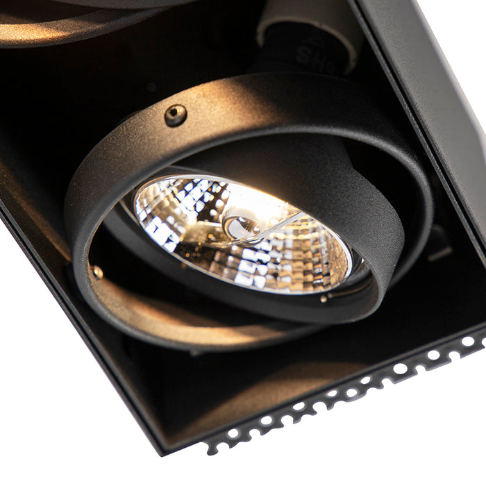 QAZQA Set van 6 inbouwspots zwart GU10 AR70 trimless 2-lichts - Oneon