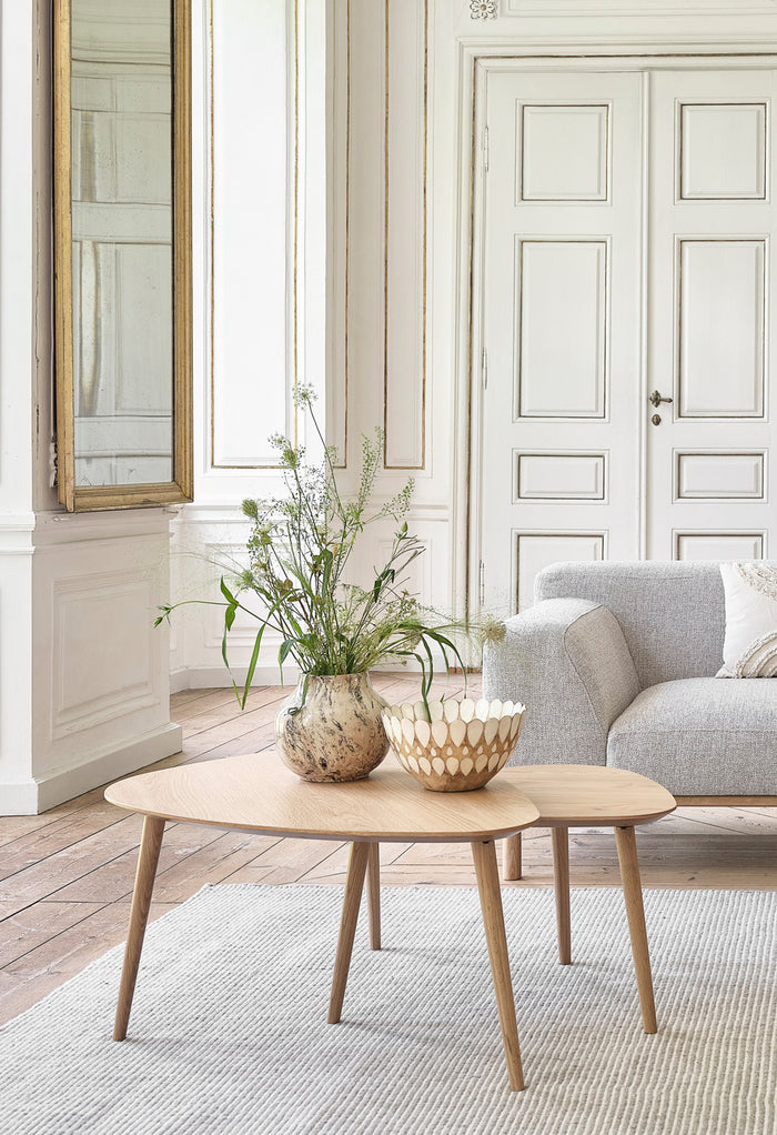 Giga Living - Salontafel Eikenhout Driehoek - Set van 2 - Naturel