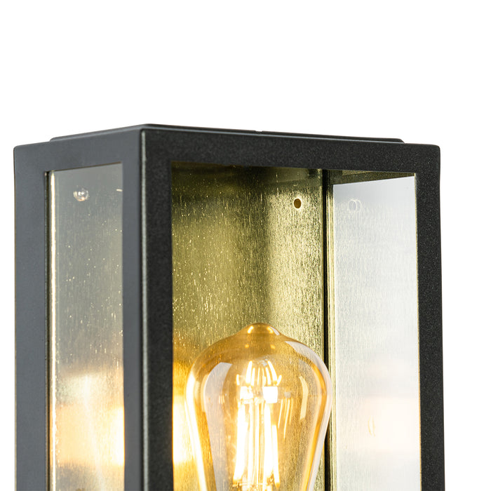 QAZQA Buiten wandlamp zwart met goud en bewegingsmelder - Rotterdam