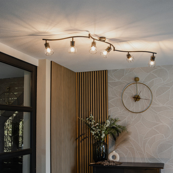 QAZQA Moderne plafondspot zwart 145 cm 6-lichts - Botu