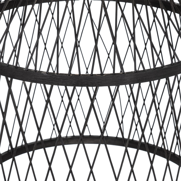 QAZQA Landelijke buiten hanglamp zwart rotan 40x55 cm - Calamus