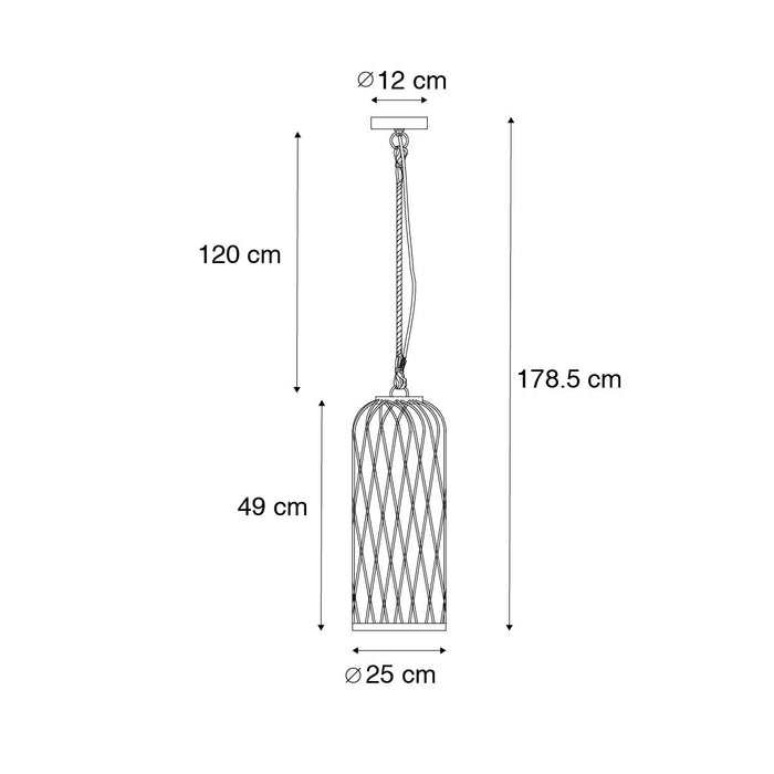QAZQA Landelijke buiten hanglamp zwart rotan 25 cm - Calamus