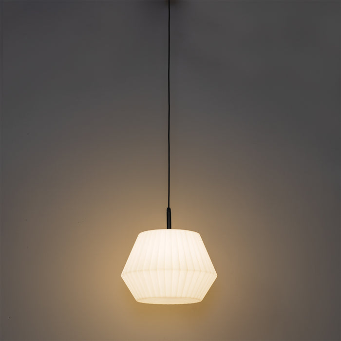 QAZQA Moderne buiten hanglamp zwart met witte kap 45,6 cm IP44 -