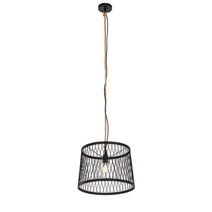 QAZQA Landelijke buiten hanglamp zwart rotan 40 cm - Calamus