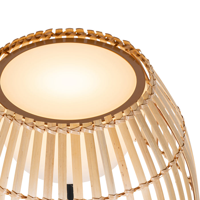 QAZQA Landelijke buiten vloerlamp zwart met bamboe incl. LED - Kaiser