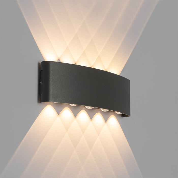 QAZQA Buiten wandlamp donkergrijs incl. LED 10-lichts IP54 - Silly