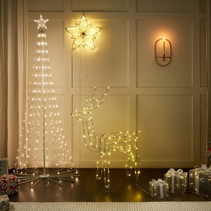 Beliani - ARNES - Kerstdecoratie set van 3 - Zilver - IJzer