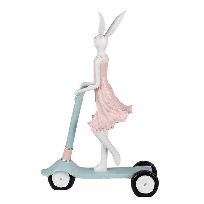 Clayre & Eef Beeld Konijn 62 cm Wit Roze Polyresin