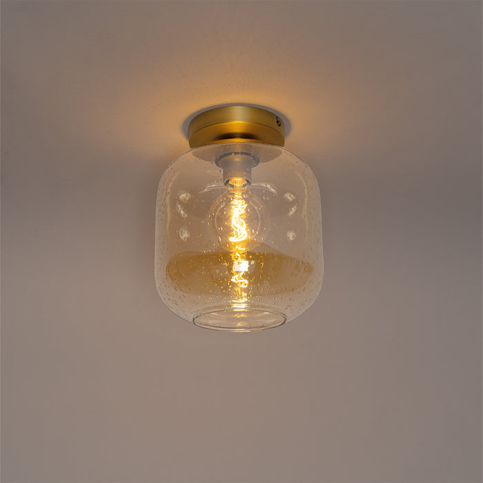 QAZQA Design plafondlamp messing en amber glas - Zuzanna