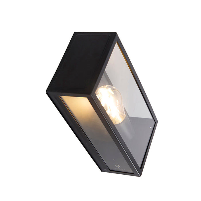 QAZQA Set van 2 buiten wandlampen zwart IP44 met glas - Rotterdam