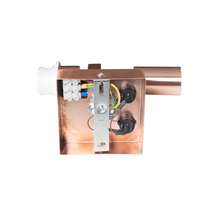 QAZQA Wandlamp koper met leeslamp en kap 18 cm zwart - Brescia