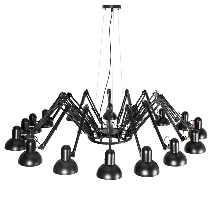 QAZQA Industriële hanglamp zwart 16-lichts verstelbaar - Hobby Spinne