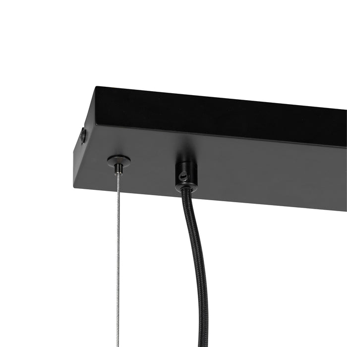 QAZQA Hanglamp zwart met opaal glas 8-lichts langwerpig - Uvas