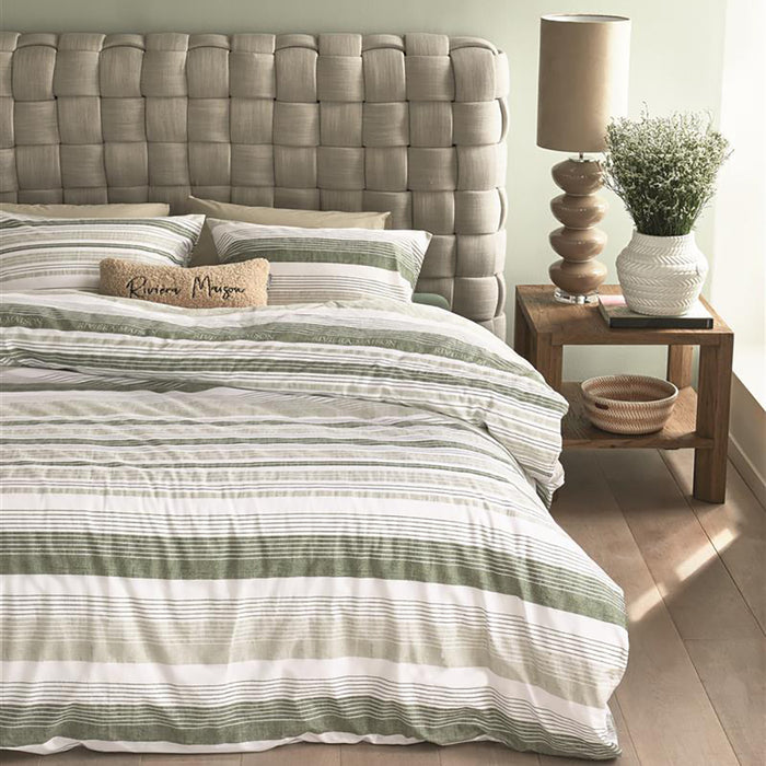 Rivièra Maison Sturdy Stripe Dekbedovertrek 240 x 200/220 cm - Grijsgroen