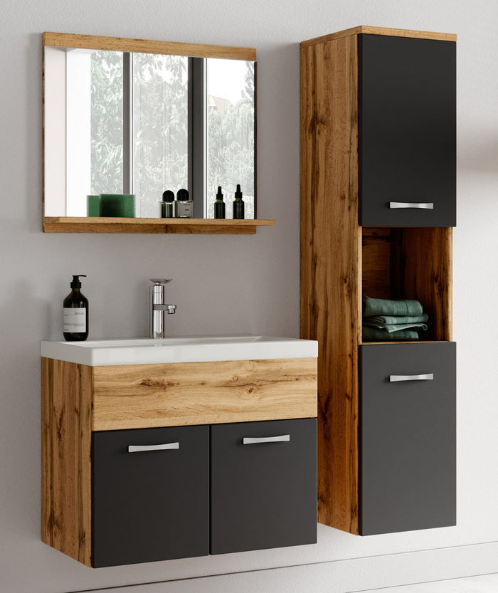 Badplaats Badkamermeubel Montreal Set 02 60 x 35 cm - Eiken met Zwart