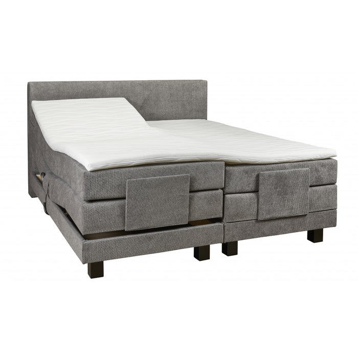 Boxspring Sevilla - Grijs - Textiel - 180x60x200cm (BxHxD)