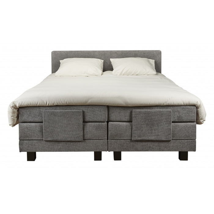 Boxspring Sevilla - Grijs - Textiel - 180x60x200cm (BxHxD)