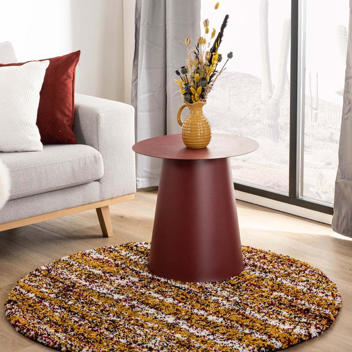 Boho&me Rond hoogpolig vloerkleed strepen Artisan - multi|okergeel -