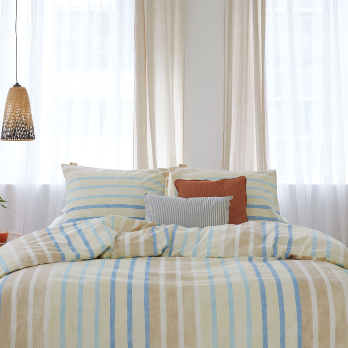 Walra Natural Stripes Dekbedovertrek 200x220 - Zand Gestreept