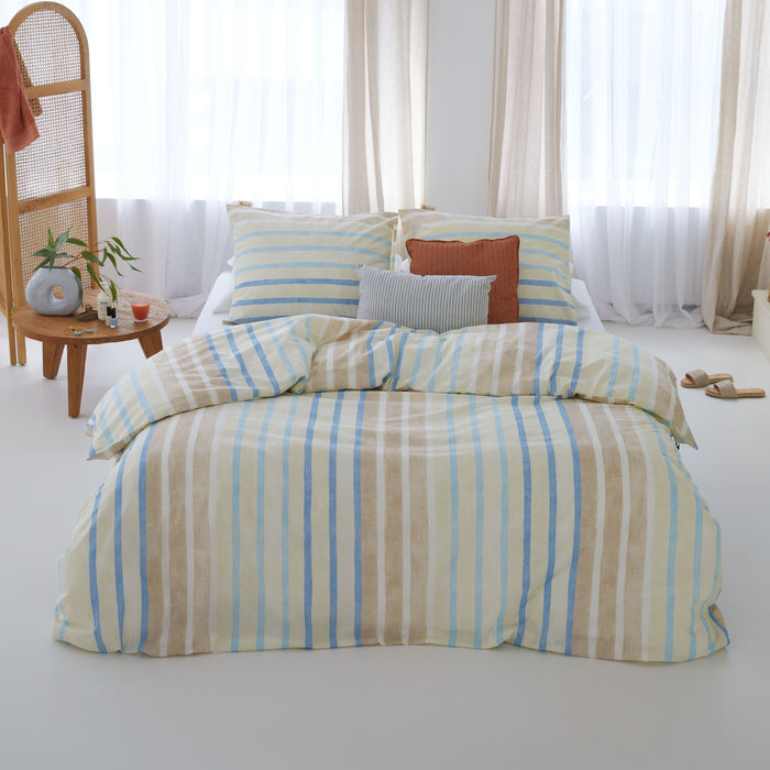 Walra Natural Stripes Dekbedovertrek 200x220 - Zand Gestreept