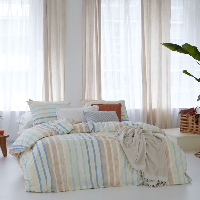 Walra Natural Stripes Dekbedovertrek 240x220 - Zand Gestreept