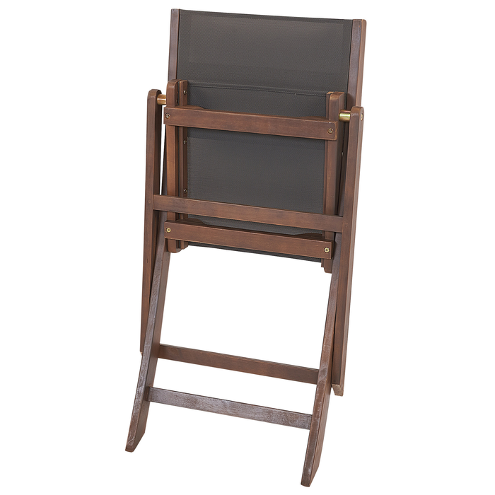 Beliani-CESANA -Tuinstoel set van 2-Donkerbruin|Grijs-Acaciahout