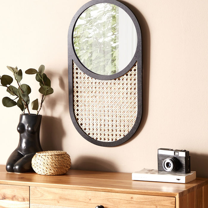 Beliani - BALEAL - Wandspiegel - Licht - Rotan