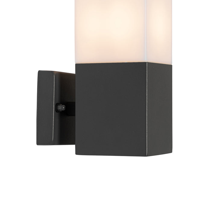 QAZQA Moderne buiten wandlamp donkergrijs met opaal - Malios