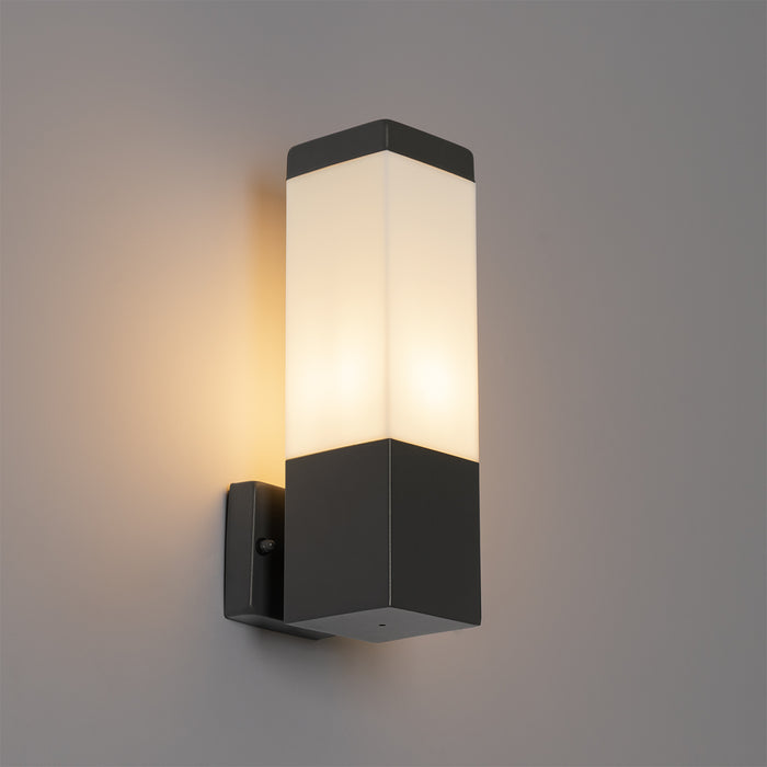 QAZQA Moderne buiten wandlamp donkergrijs met opaal - Malios