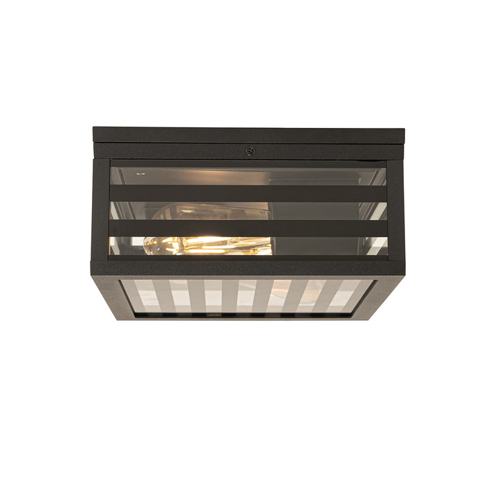 QAZQA Moderne buiten plafondlamp zwart glas 2-lichts IP44 - Reims