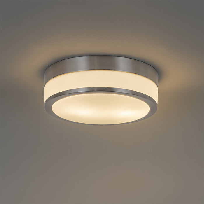 QAZQA Moderne plafondlamp staal 28 cm IP44 - Flavi