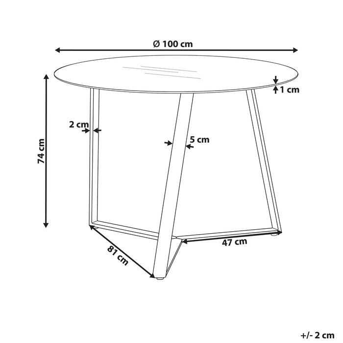 Beliani - KEBRI - Eettafel - Zwart - 100 x 100 cm - Veiligheidsglas
